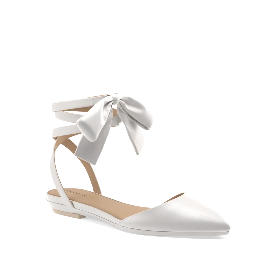 The D'Orsay - White Satin Bow   Block Heel Kit 3 White