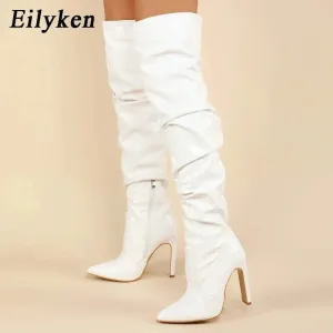 Thigh High Boots - Fashion Pointed Toe, Stiletto Winter boot - Heels