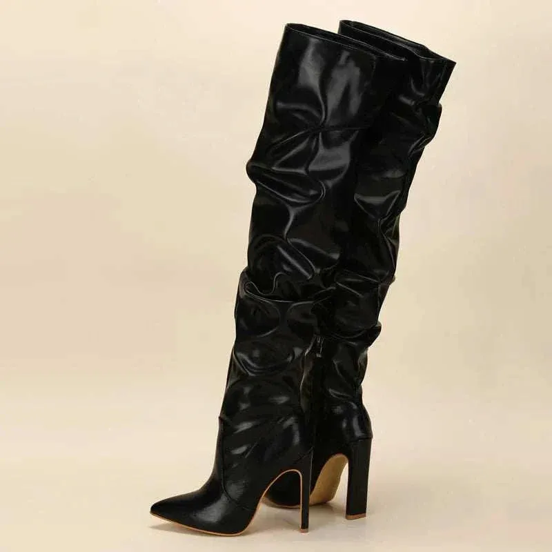 Thigh High Boots - Fashion Pointed Toe, Stiletto Winter boot - Heels