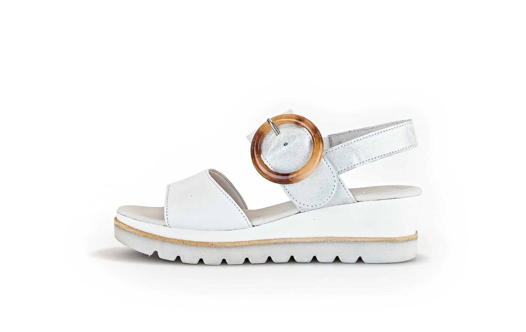 WOMEN'S GABOR 44.645.31 PLATFORM SANDAL | WHITE METALLIC