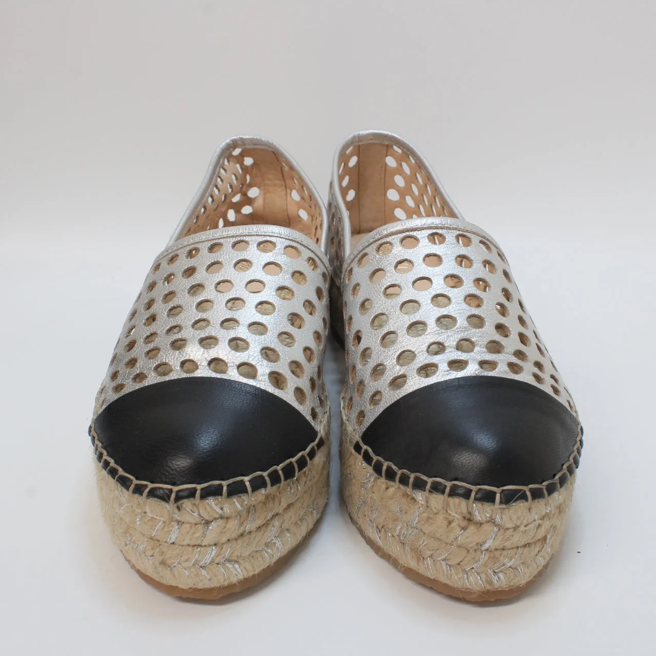 Womens Loeffler Randall Inc Mariko Double Height Espadrille Silver Leather